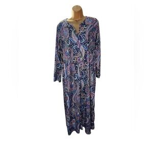 Vintage Y2K Anthony Richards Paisley Boho Maxi Dress Psychedelic Print L/XL